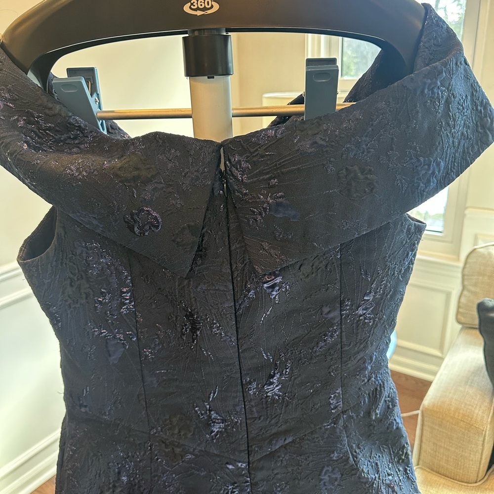 Rickie Freeman for Teri Jon off shoulder Dark Blue Dress - Picture 7 of 13